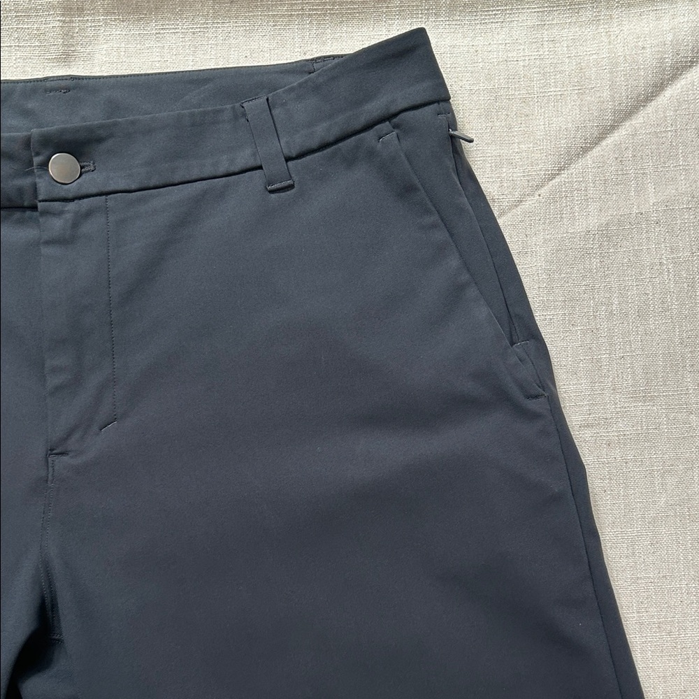 Lululemon Commission Pants Men's 34 Navy Classic Fit Flat Front Chinos - Picture 3 of 11
